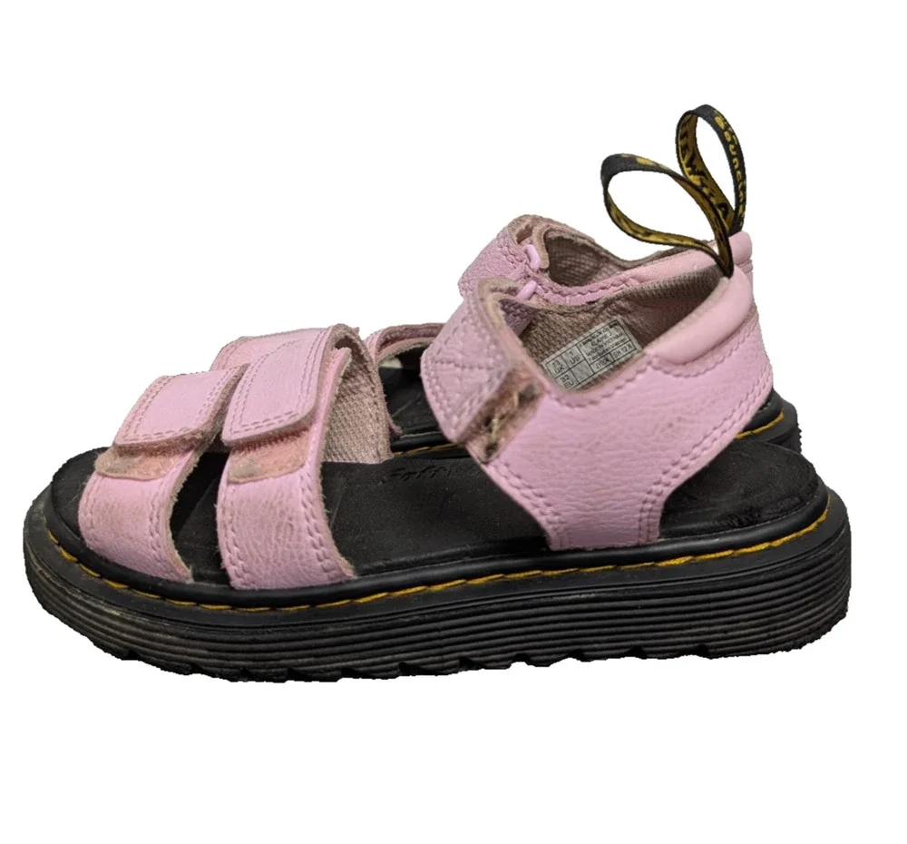 Dr Martens Klaire J Sandals Girls 1 Pink Leather Strappy Gladiator Platform